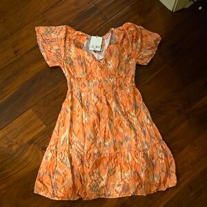 Vibrant Orange Patterned Dress